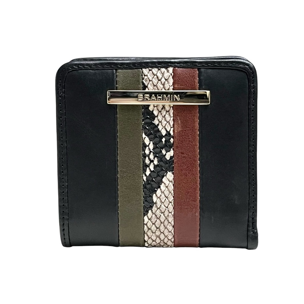 Authentic Brahmin Jane Black Meri Tri Color Genuine Leather Purse Wallet NWOT